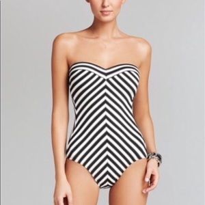 Robin Piccone Striped Halter One Piece Swimsuit